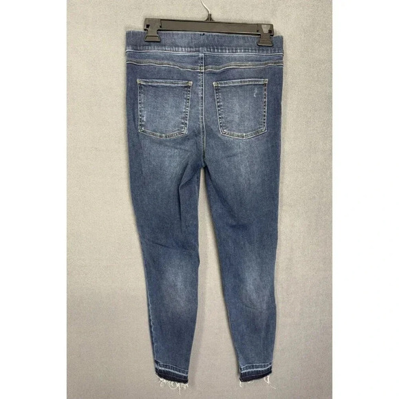 Spanx Jeans Womens Medium Blue Distressed Skinny Denim Leggings Fray Hem 20203R - Picture 4 of 11